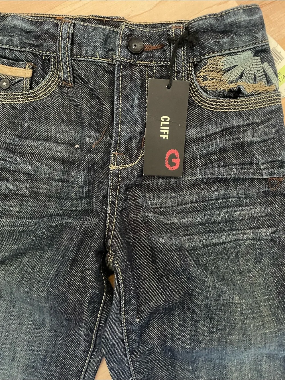 NWT Guess Premium Cliff Boot Cut Jeans Boys 4T Distressed Dark Wash